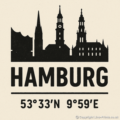 Place Coordinates Linoprint-Style Art (c255)