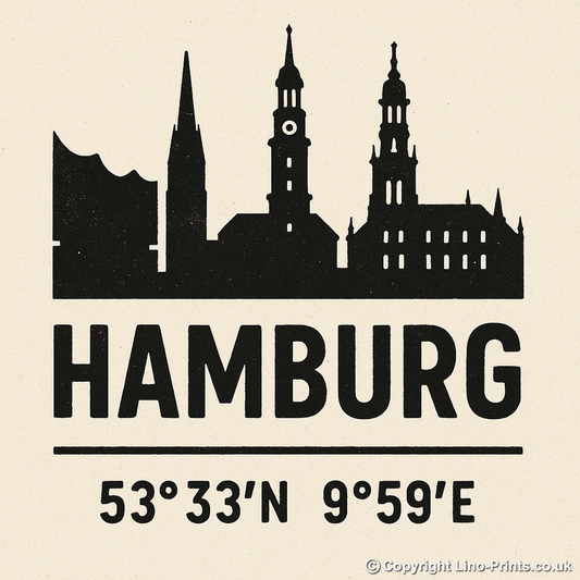 Place Coordinates Linoprint-Style Art (c255)