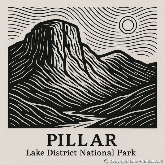 Mountains Linoprint-Style Art (c363)