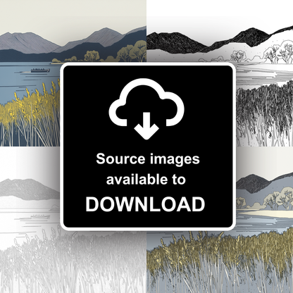 Keswick launch crossing Derwentwater Linoprint-Style Art (2470-2)