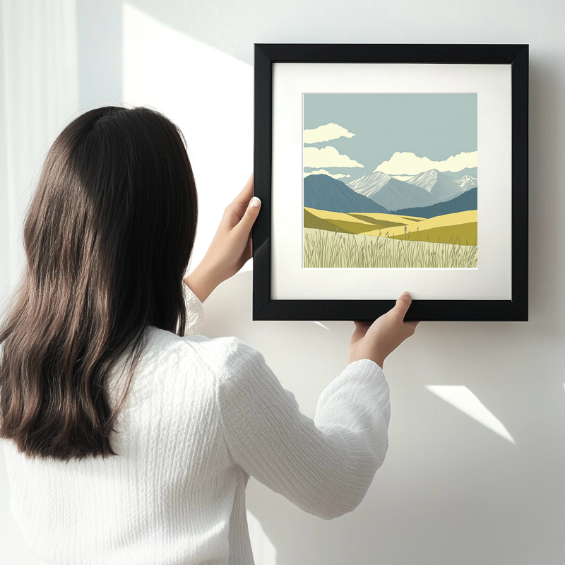 Blencathra skyline in the Lake District Linoprint-Style Art (2364-1)