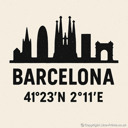 Place Coordinates Linoprint-Style Art (c330)