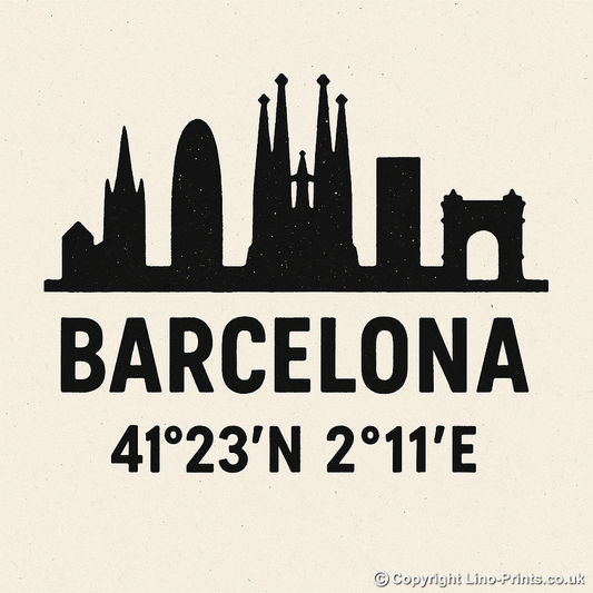 Place Coordinates Linoprint-Style Art (c330)