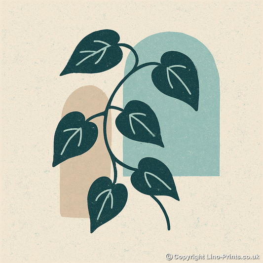 Flowers and Plants Linoprint-Style Art (c516)