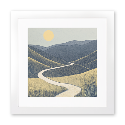 Interlocking hills shapes Linoprint-Style Art (2459-2)