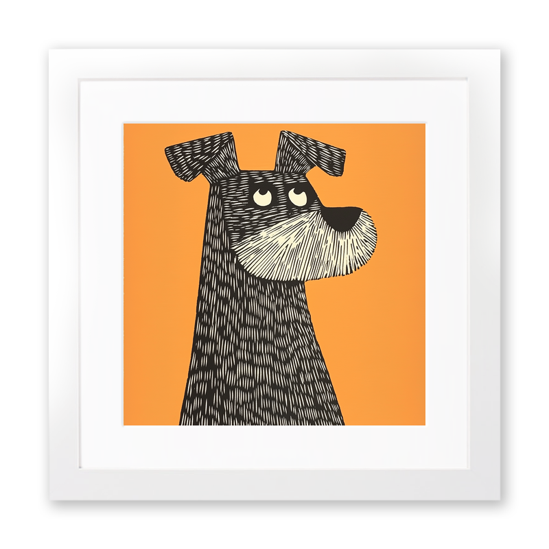 Miniature Schnauzer Linoprint-Style Art (1477-1)