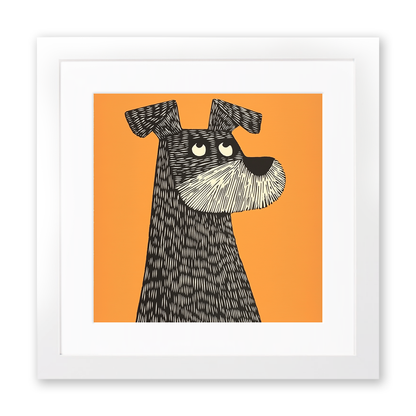 Miniature Schnauzer Linoprint-Style Art (1477-1)