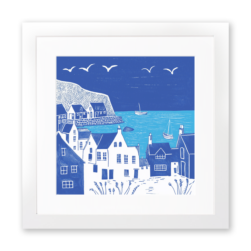Staithes, North Yorkshire Linoprint-Style Art (1111-3)