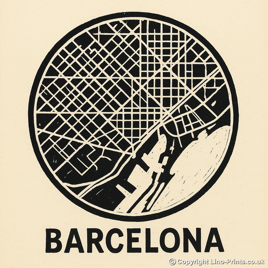 Maps Linoprint-Style Art (c21)