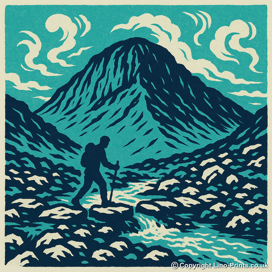 Mountains Linoprint-Style Art (c369)