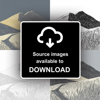 Grasmoor wide summit Linoprint-Style Art (2434-1)