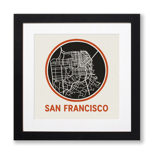 Maps Linoprint-Style Art (c43)