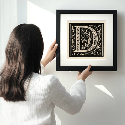 Capital Letters Linoprint-Style Art (c544)