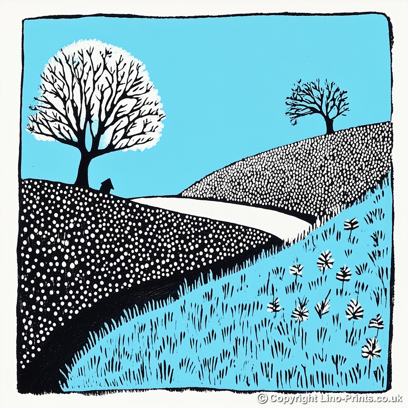Minimalist landscape Linoprint-Style Art (695-1)