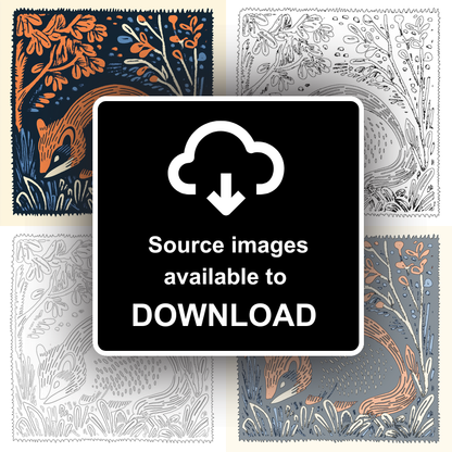 Cute Skunk Kit Linoprint-Style Art (79-1)