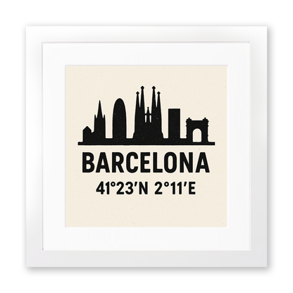 Place Coordinates Linoprint-Style Art (c330)