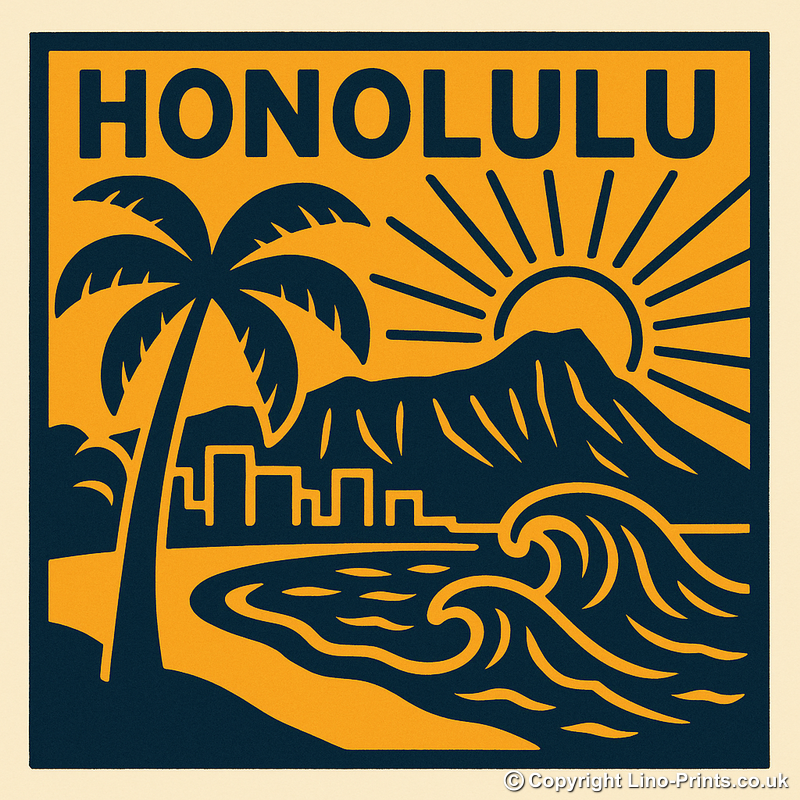 Cities Linoprint-Style Art (c180)