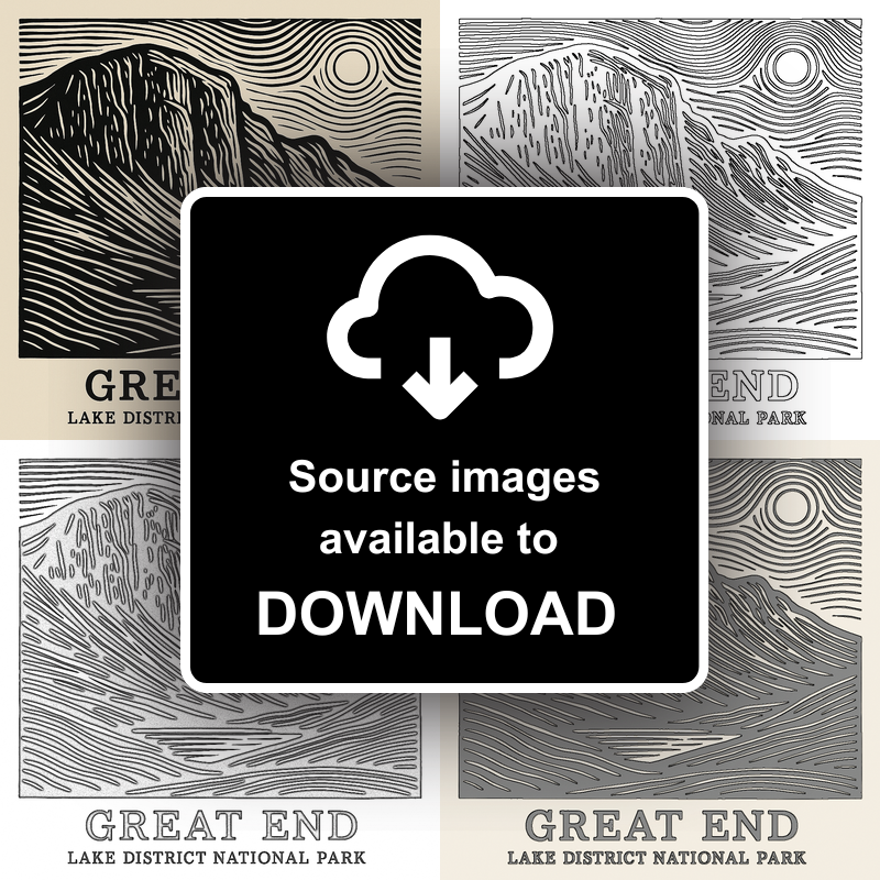 Mountains Linoprint-Style Art (c353)