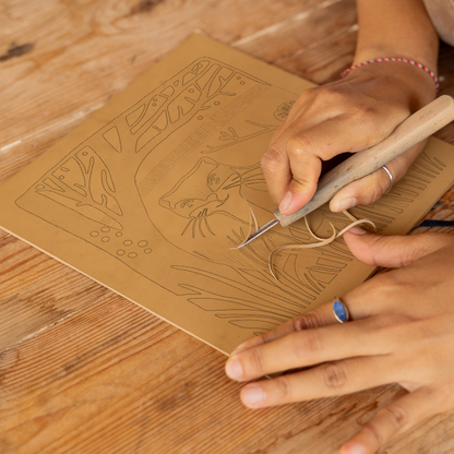 Cute Ferret   Linoprint-Style Art (1203-2)
