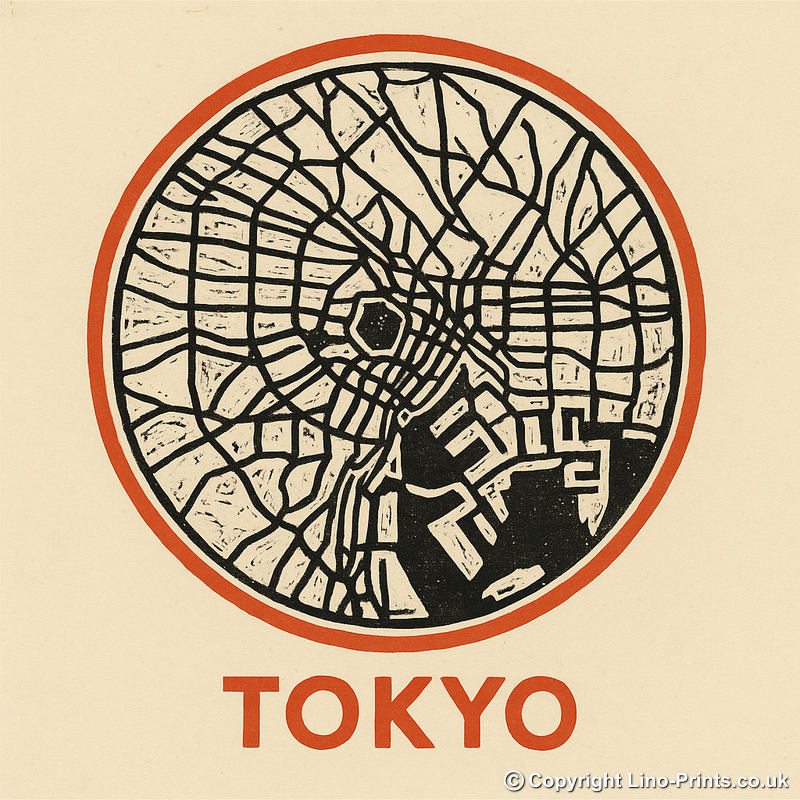 Maps Linoprint-Style Art (c44)