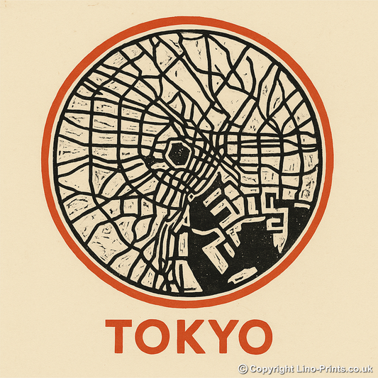 Maps Linoprint-Style Art (c44)