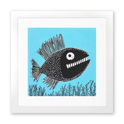 Anglerfish Linoprint-Style Art (742-2)