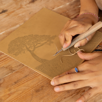 Scots Pine silhouette Linoprint-Style Art (2536-2)