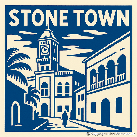 Cities Linoprint-Style Art (c82)