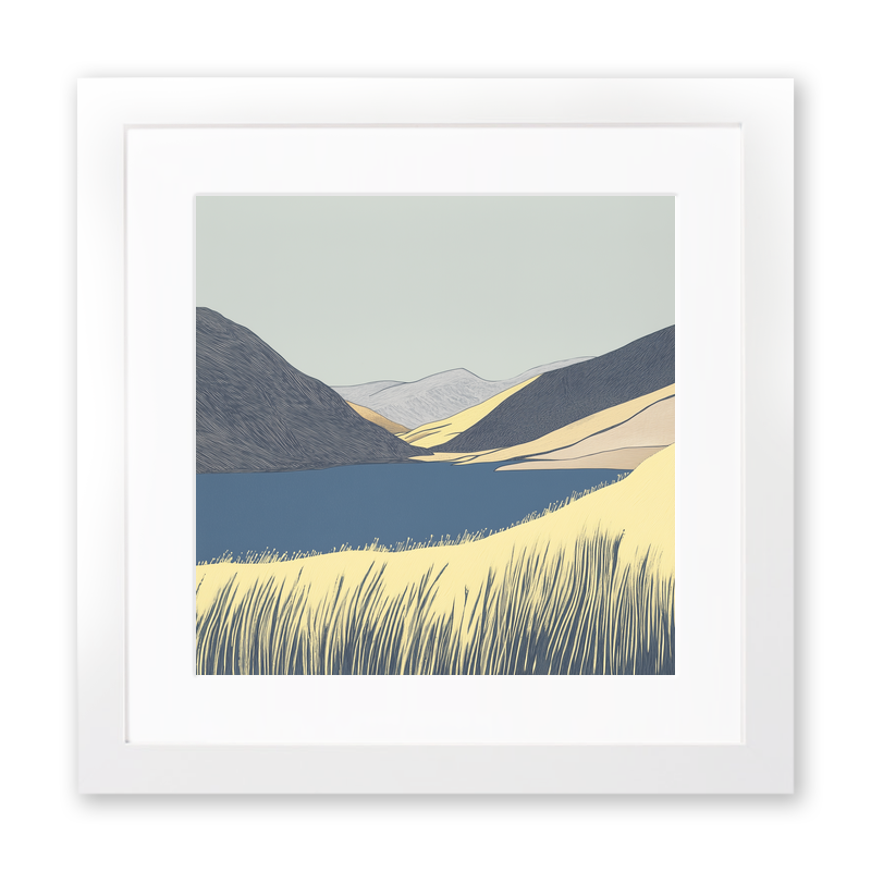 Skiddaw in the Lake District Linoprint-Style Art (2548-2)