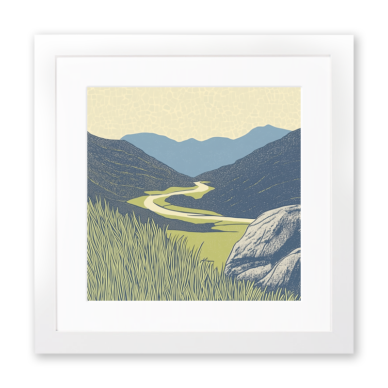 Friar's Crag viewpoint in the Lake District Linoprint-Style Art (2430-2)
