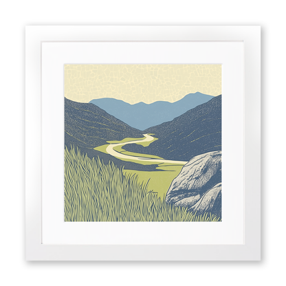 Friar's Crag viewpoint in the Lake District Linoprint-Style Art (2430-2)