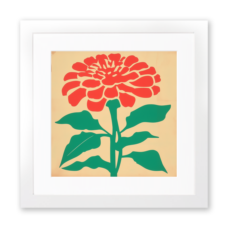 Zinnia Linoprint-Style Art (1689-1)
