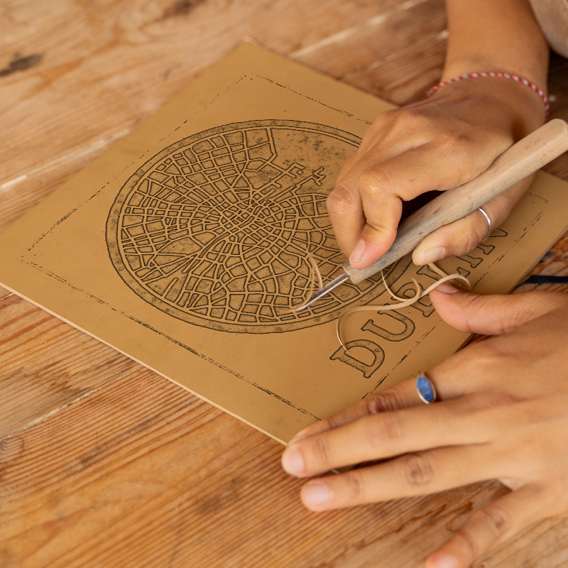 Maps Linoprint-Style Art (c31)