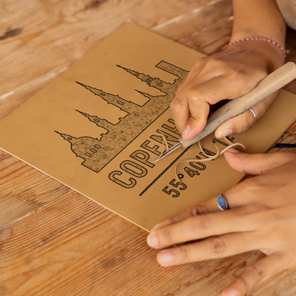 Place Coordinates Linoprint-Style Art (c298)