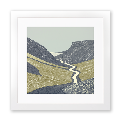 Honister Pass road winding Linoprint-Style Art (2458-3)