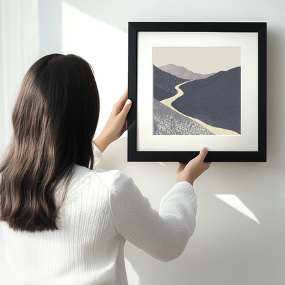 Scree slope pattern Linoprint-Style Art (2538-2)