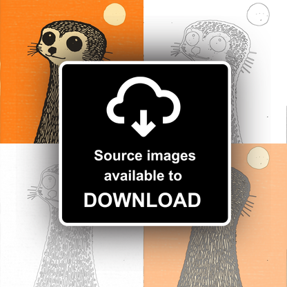 Cute Meerkat Pup   Linoprint-Style Art (228-1)