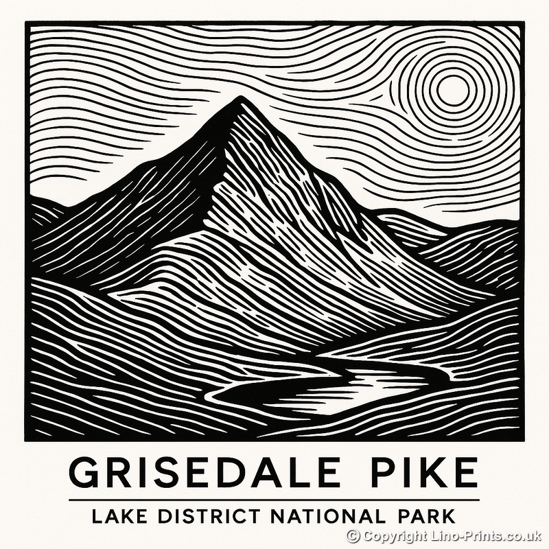 Mountains Linoprint-Style Art (c352)