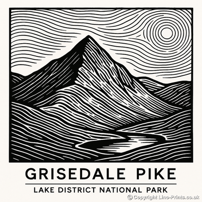 Mountains Linoprint-Style Art (c352)