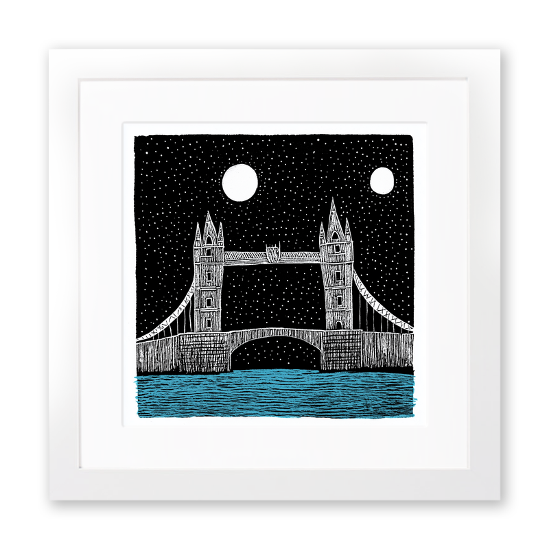 Tower Bridge, London Linoprint-Style Art (589-1)
