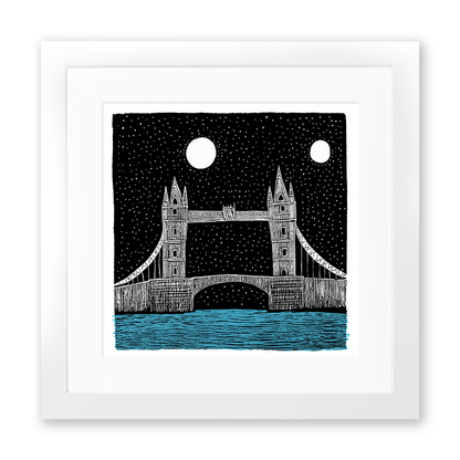 Tower Bridge, London Linoprint-Style Art (589-1)