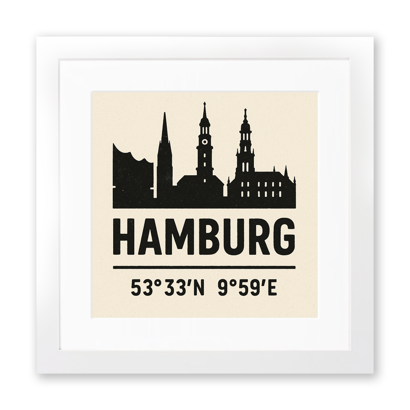 Place Coordinates Linoprint-Style Art (c255)