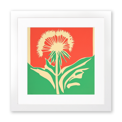 Dandelion Linoprint-Style Art (1644-1)