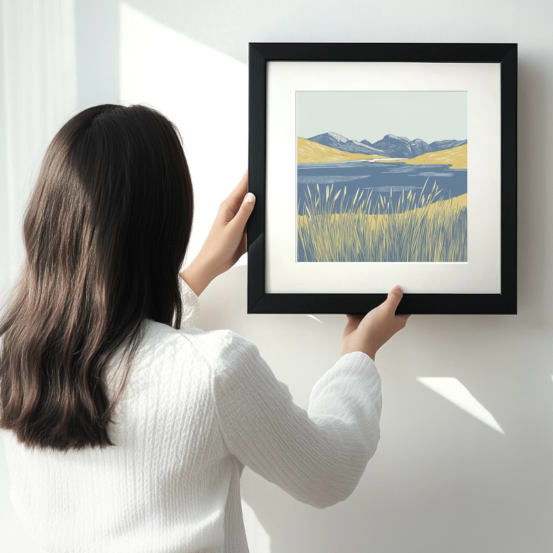 Angle Tarn Pikes view Linoprint-Style Art (2357-4)