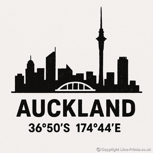 Place Coordinates Linoprint-Style Art (c293)