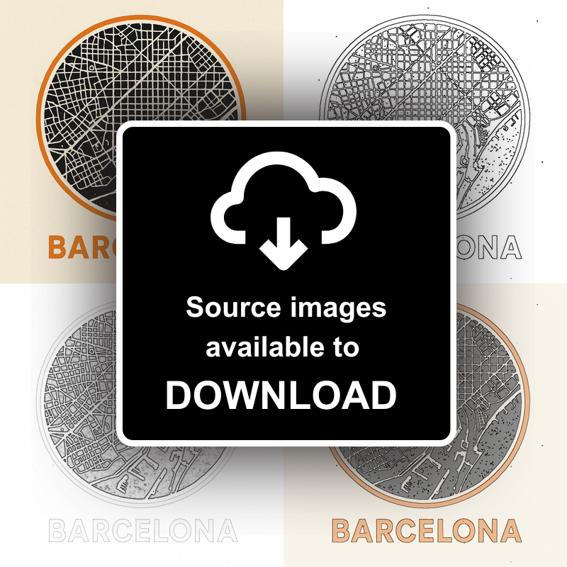 Maps Linoprint-Style Art (c37)