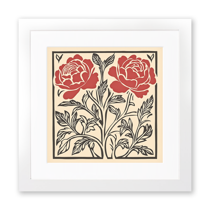 Rose Linoprint-Style Art (1739-1)