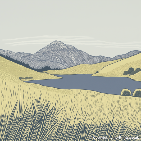 Pike of Blisco in the Lake District Linoprint-Style Art (2501-2)