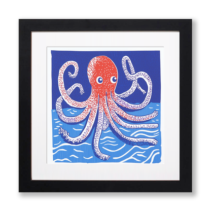 Octopus Linoprint-Style Art (1052-2)