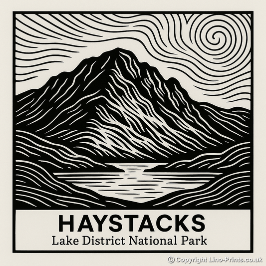 Mountains Linoprint-Style Art (c360)